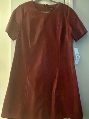MSK Burgundy Faux-Leather Short-Sleeve Mini Dress